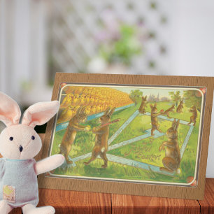 Vintage 1912 Osterhasen spielen Baseball Ostern Feiertagskarte