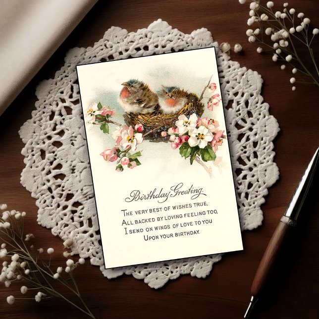 Vintage 1917 Nesting Birds Birthday  Postkarte (Von Creator hochgeladen)