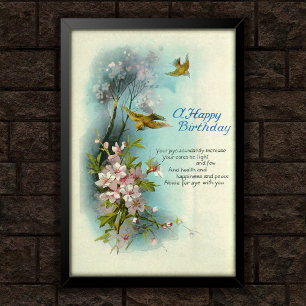 Vintage 1920 Geburtstags-Blüten-Kunst Poster