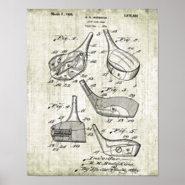 Vintage 1920er Golf Club Patentabbildung Poster