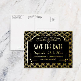 Vintage 1920's Art Deco Gatsby Save The Date Real Folie Einladungspostkarte
