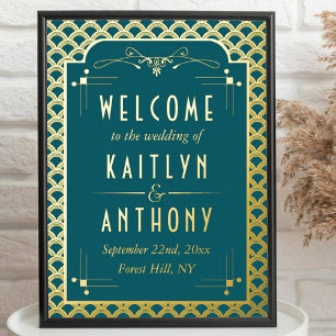 Vintage 1920's Art Deco Gatsby Wedding Welcome Foliendrucke