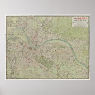 Vintage 1923 Plan Karte von Dresden Deutschland Poster