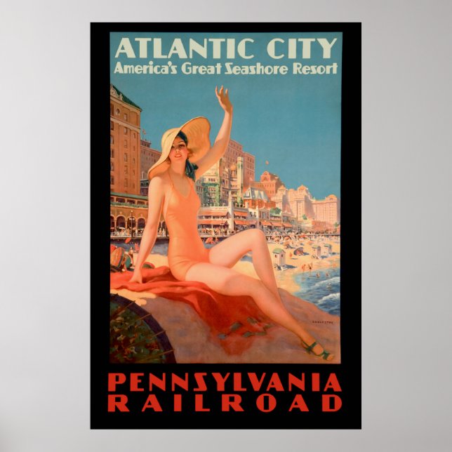 Vintage 1935 - Affiche de la ville de l'Atlantique (Devant)