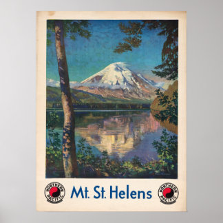 Vintage 1935 Mount Saint Helens USA Travel Poster