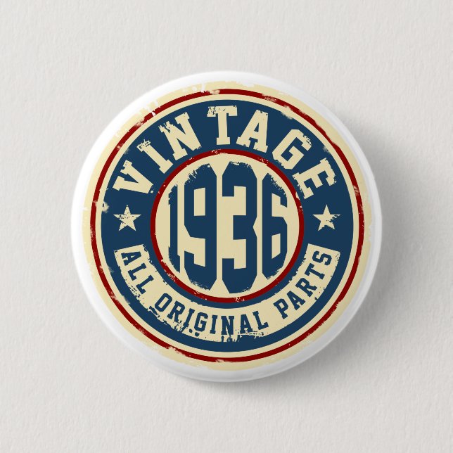 Vintage 1936 alle Vorlagen-Teile Button (Vorderseite)