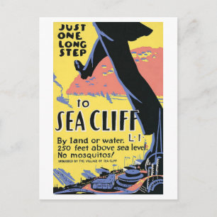 Vintage 1939 Sea Cliff, Long Island, Reiseplakat Postkarte