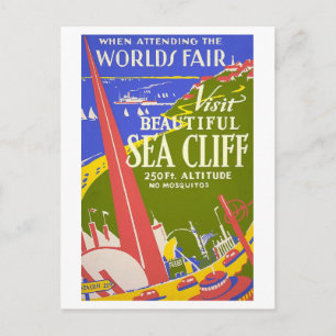 Vintage 1939 Sea Cliff, Long Island, Reiseposter Postkarte