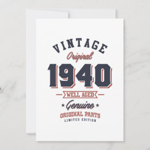 Vintage 1940 Geboren 1940 Retro Geburtstagsgeschen Dankeskarte