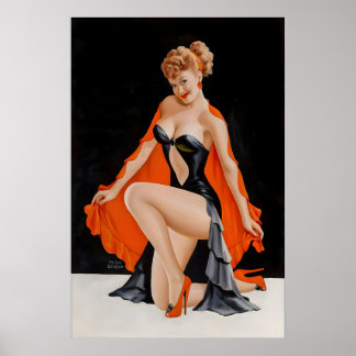 Vintage 1940er Jahre Pin Up Girl Poster & Leinwand