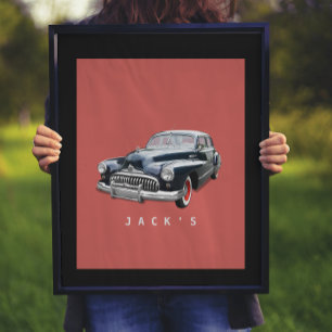 Vintage 1940er Schwarz Buick Custom Poster