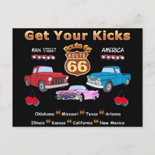 Vintage 1950er Jahre Route 66 Postkarte