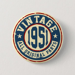 Vintage 1951 alle Vorlagen-Teile Button