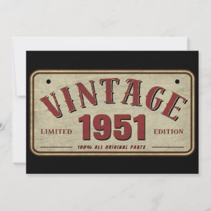 Vintage 1951 Limitierte Auflage Alle Originalteile Einladung