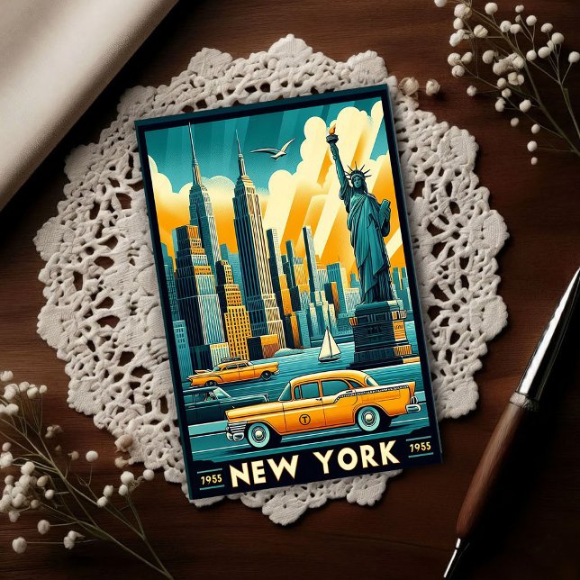 Vintage 1955 New York City Skyline Postkarte (Von Creator hochgeladen)