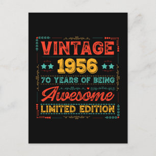 Vintage 1956 Hergestellt 1956 70. Geburtstag 70 Ja Postkarte