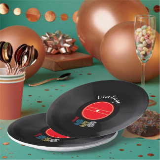Vintage 1956 Record 70th Birthday Retro Stripe Pappteller