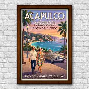 Vintage 1960er Jahre Acapulco, Mexiko Reiseplakat Poster