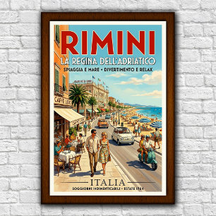 Vintage 1960er Jahre Rimini, Italien Reiseplakat Poster