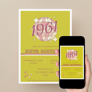 Vintage 1961 65. Geburtstag teal blau Einladung
