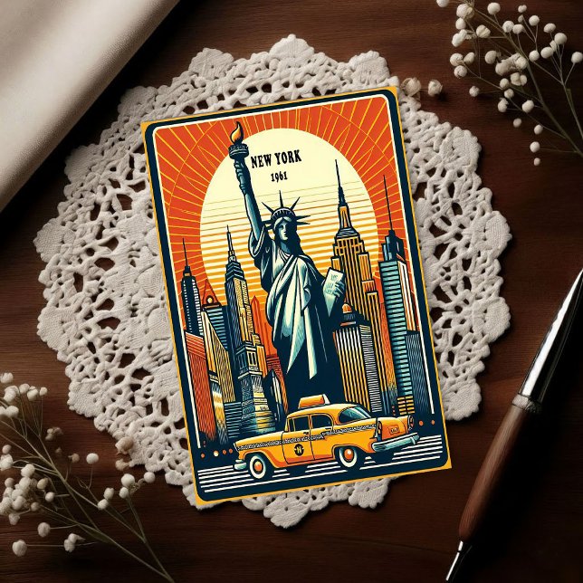 Vintage 1961 New York City Skyline Postkarte (Von Creator hochgeladen)