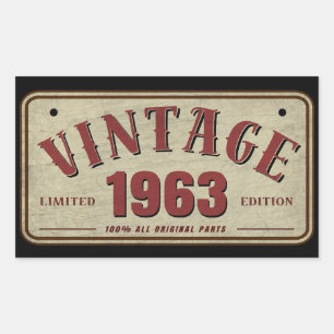 Vintage 1963 Limitierte Auflage Alle Originalteile Rechteckiger Aufkleber