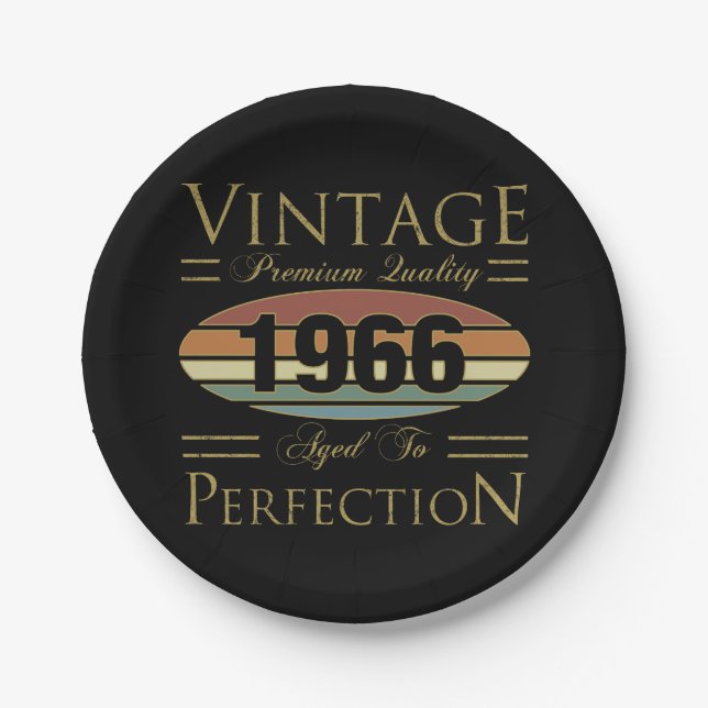 Vintage 1966 60. Geburtstag Pappteller (Vorderseite)