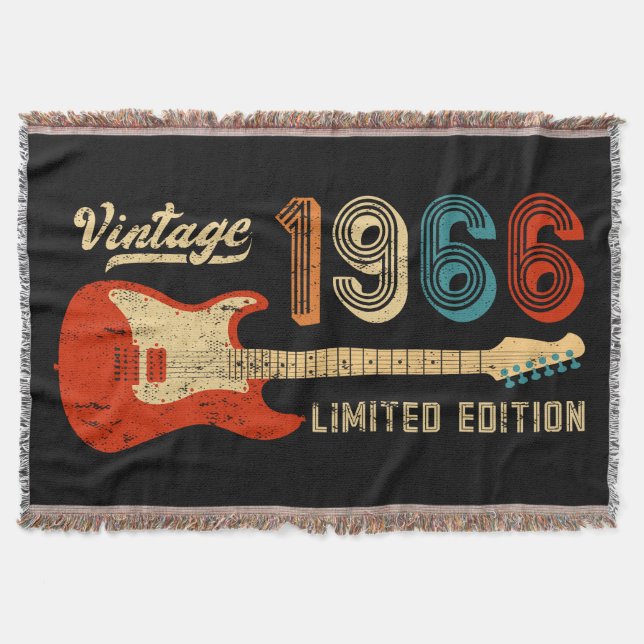 Vintage 1966 Birthday Electric Guitar Lover Gift Decke (Vorderseite)