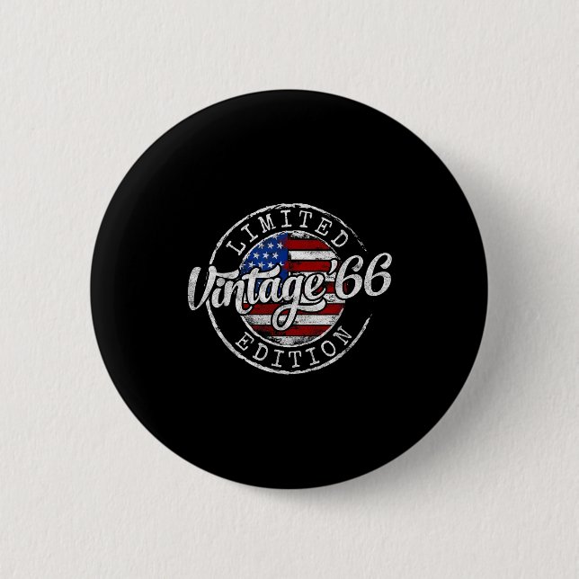 Vintage 1966 Stempel 60. Geburtstag Kunstwerk Button (Vorderseite)