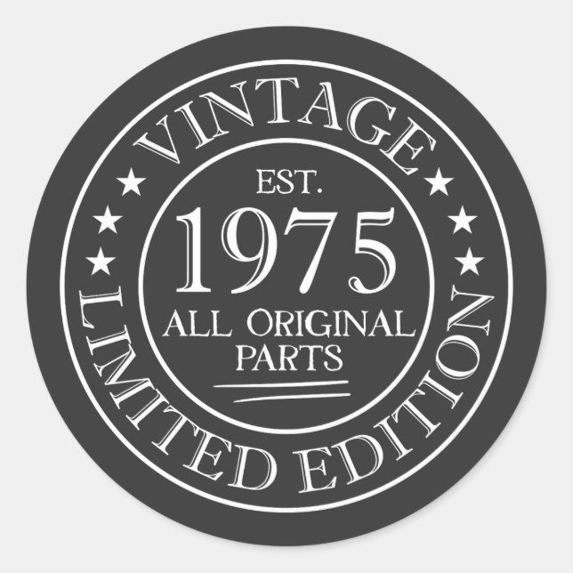 Vintage 1975 Adhesive Sticker (Vorderseite)