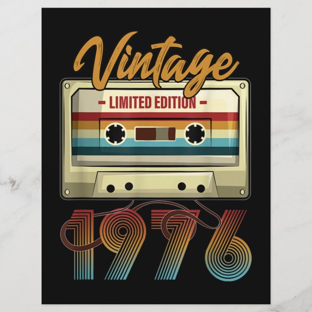 Vintage 1976 45. Geburtstagskassette Geburtstag Flyer (Vorne)