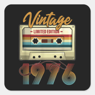 Vintage 1976 45. Geburtstagskassette Geburtstag Quadratischer Aufkleber