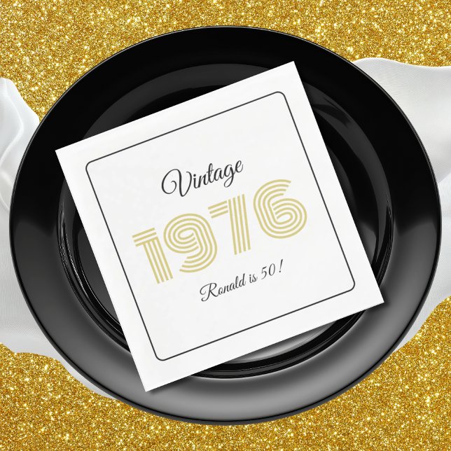 Vintage 1976 Retro Birthday 50th Birthday White Serviette (Von Creator hochgeladen)