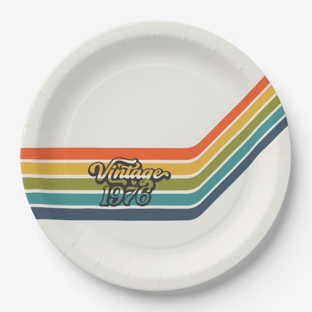 Vintage 1976 Retro Design paper plates Pappteller (Vorderseite)