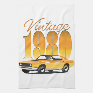 Vintage 1980 Retro-Auto Geschirrtuch