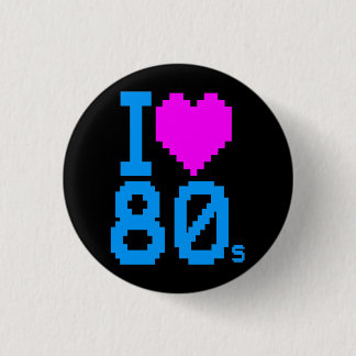 VINTAGE 1980er RETRO ICH LIEBE 80er LIEBES PIN Button