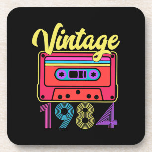 Vintage 1984 Farbige Kassette Getränkeuntersetzer
