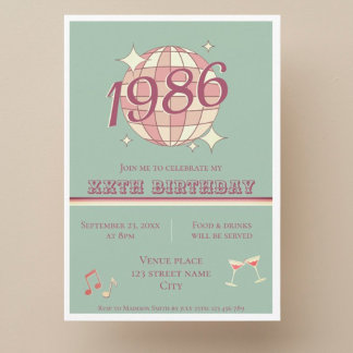 Vintage 1986 40. Geburtstag Türkisblaue Einladung