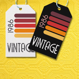 Vintage 1986 Retro-Streifen-Sonne 40. Geburtstag Geschenkanhänger
