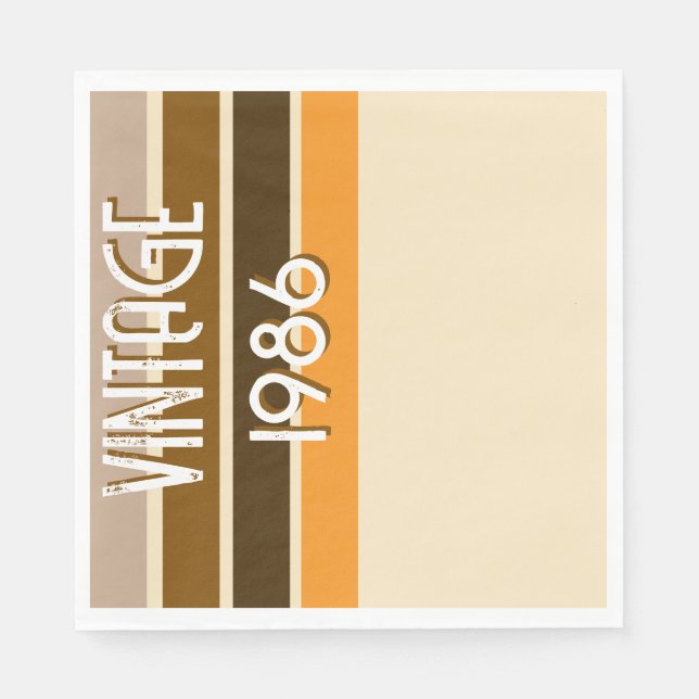 Vintage 1986 Retro Stripes Brown Tan Vintage  Serviette (Vorderseite)