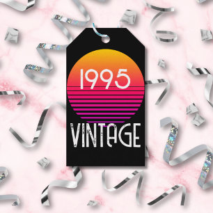 Vintage 1995 Neon Retro-Streifen-Sonne 30. Geburts Geschenkanhänger