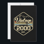 Vintage 2000 Est 21st Birthday Gift Einladung<br><div class="desc">Cool Retro 2000 Birthday Gifts Design in vintage style and the year of birth. Funny 21 years old Birthday Gift Idea. Born in 2000 birthday party supplies.</div>