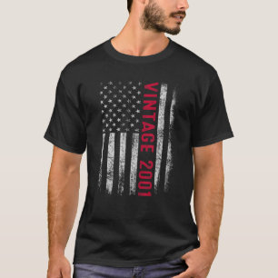Vintage 2001 USA-Flagge Geschenke für 21-Jährige 2 T-Shirt