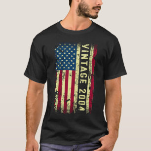 Vintage 2004 American Flag 19 Year Old  19th Birth T-Shirt