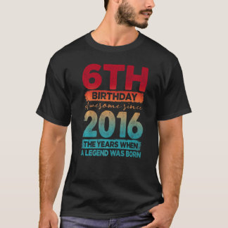 Vintage 2016  2016 6 Years Old 6th Birthday T-Shirt