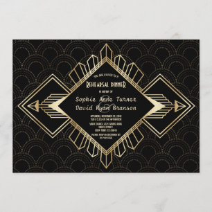 Vintage 20er Gold Great Gatsby Probedinner Einladung