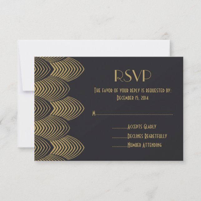Vintage 20's Art Déco Scalloped Wedding RSVP (Devant)