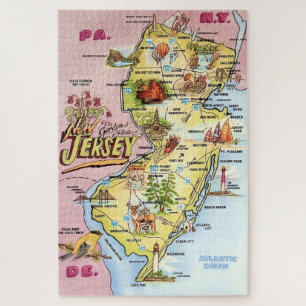 Vintage 20x30 New Jersy Karte
