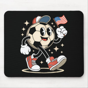 Vintage 4. Juli Fußball Lustiger Retro USA Bo Mousepad