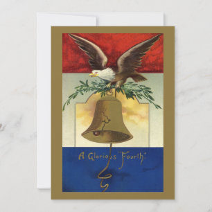 Vintage 4. Juli mit Adler und Freiheitsglocke Einladung